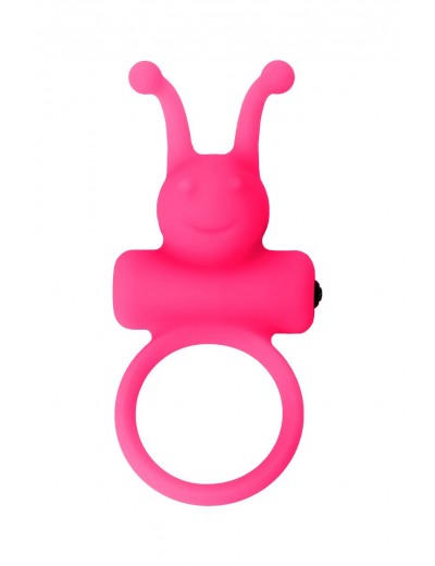 Розовое эрекционное виброкольцо на пенис Eromantica