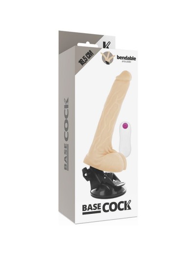 Телесный вибратор на мощной присоске Basecock Realistic Vibrator Remote Control - 18,5 см.