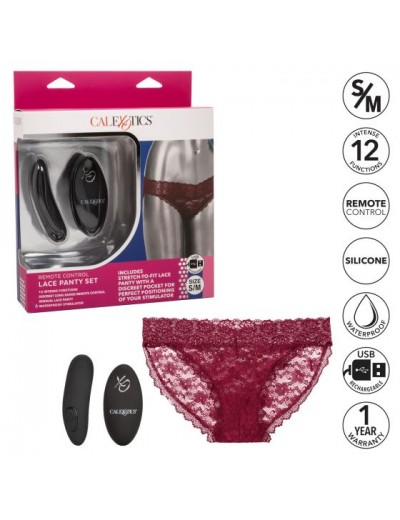 Кружевные трусики с клиторальным вибратором Remote Control Panty Set S/M