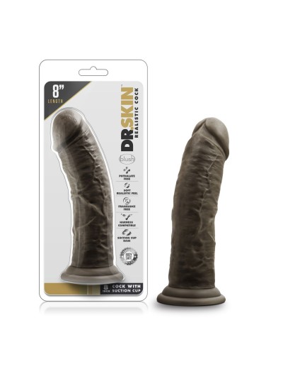 Коричневый фаллоимитатор 8 Inch Cock With Suction Cup - 20,3 см.