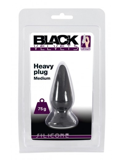 Черная анальная втулка Heavy Plug Medium - 8,9 см.