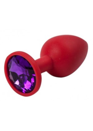 Красная силиконовая пробка с фиолетовым кристаллом - 7,1 см.