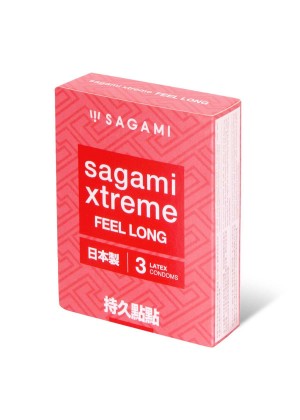 Утолщенные презервативы Sagami Xtreme Feel Long с точками - 3 шт.