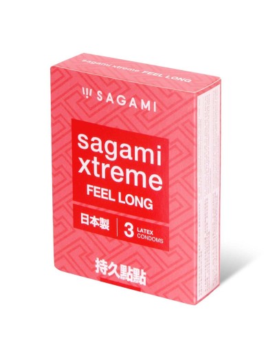 Утолщенные презервативы Sagami Xtreme Feel Long с точками - 3 шт.