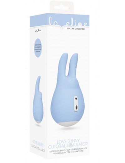 Голубой клиторальный стимулятор Love Bunny - 9,4 см.