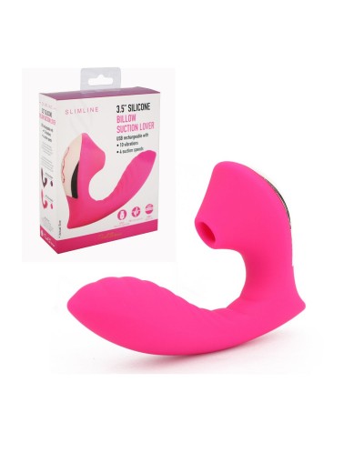 Ярко-розовый вибромассажёр с вакуумной стимуляцией Vaginal   Suction Lover