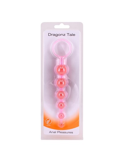 Розовая анальная цепочка DRAGONZ TALE ANAL - 20 см.