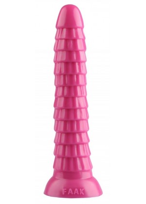 Розовый рельефный фантазийный фаллоимитатор - 26,5 см. 