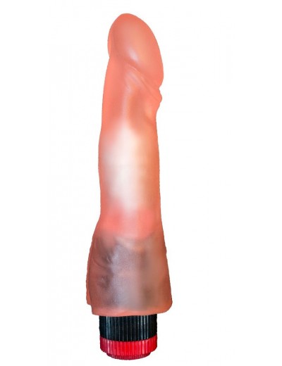Розовый гелевый вибратор с каплевидной головкой - 19,5 см.