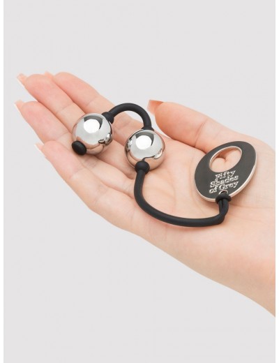 Серебристые шарики Inner Goddess Mini Silver Pleasure Balls 85g на черном силиконовом шнурке