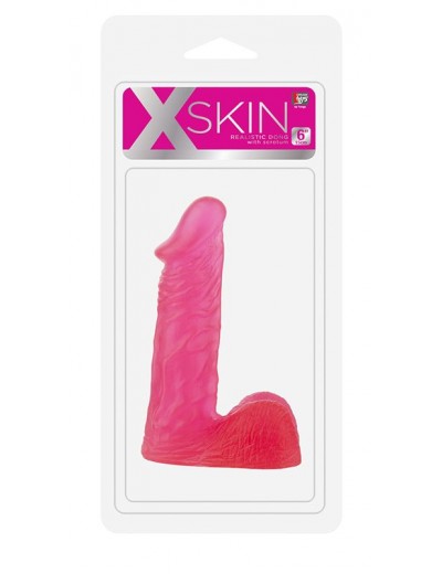 Розовый гелевый фаллоимитатор XSKIN 6 PVC DONG - 15 см.