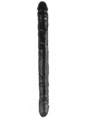 Черный двухсторонний спиралевидный фаллоимитатор - 37 см.