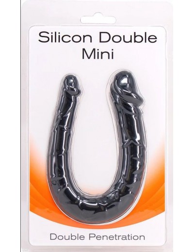 Чёрный двусторонний мини-фаллоимитатор Silicon Double Mini - 23 см.