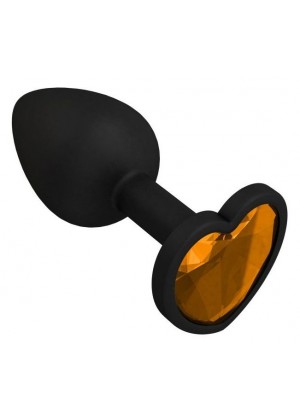 Черная силиконовая пробка с оранжевым кристаллом - 7,3 см.