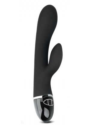 Черный вибратор-кролик O-Sensual Clit Duo Climax - 21 см.