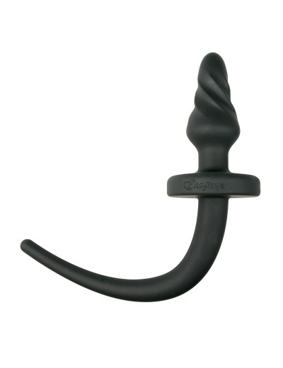 Черная витая анальная пробка Dog Tail Plug с хвостом
