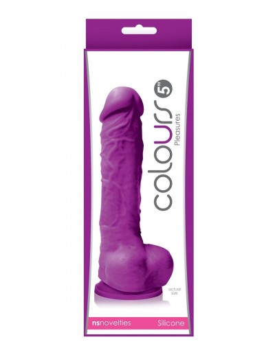 Фиолетовый фаллоимитатор на присоске Colours Pleasures 5  Dildo - 17,8 см.