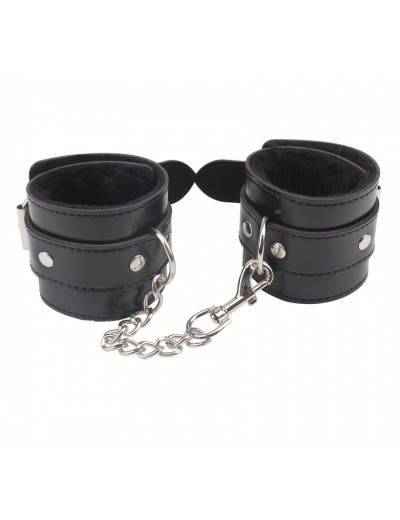 Черные наручники Obey Me Leather Hand Cuffs