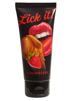 Съедобная смазка Lick It с ароматом клубники - 100 мл.