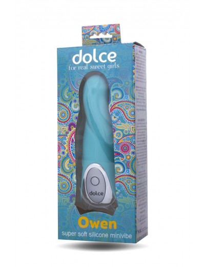 Голубой мини-вибратор Dolce Owen - 12,5 см.