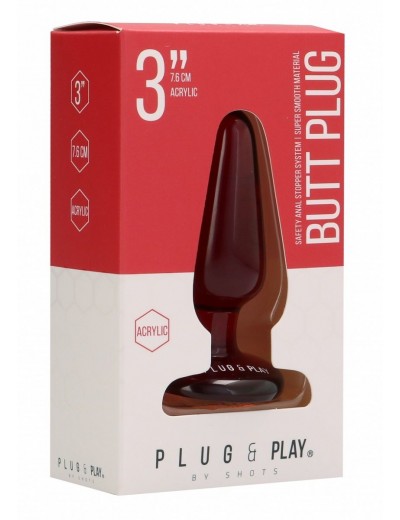 Красная анальная пробка Butt Plug Basic 3 Inch - 7,6 см.