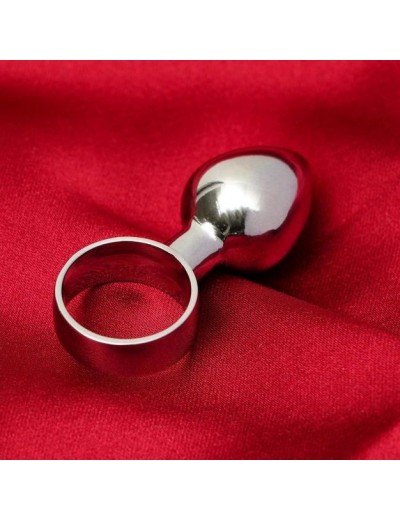 Серебристая алюминиевая анальная пробка с кольцом