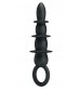 Черная анальная ёлочка с богатым рельефом - 13,2 см.