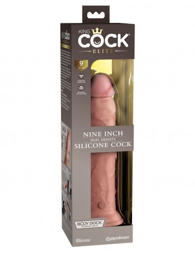 Телесный фаллоимитатор 9  Silicone Dual Density Cock - 25,4 см.