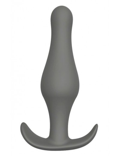 Серый удлиненный анальный стимулятор PLUG WITH T-HANDLE - 12,7 см.