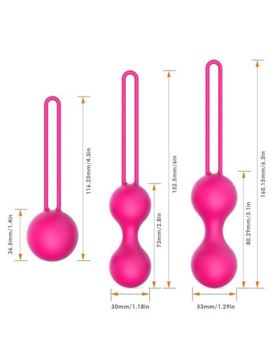 Набор из трех розовых вагинальных шариков Erokay