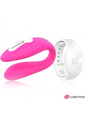 Розовый вибратор для пар с белым пультом-часами Weatwatch Dual Pleasure Vibe