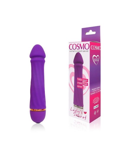 Фиолетовый силиконовый вибратор Cosmo - 13 см.