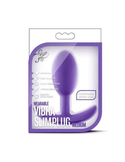 Фиолетовая анальная пробка Wearable Vibra Slim Plug Medium - 10,1 см.