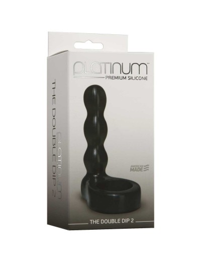 Черный анальный стимулятор с силиконовым кольцом Platinum Premium Silicone - The Double Dip 2 - Black