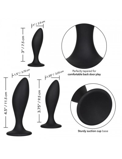 Набор из трех черных анальных пробок Silicone Anal Curve Kit