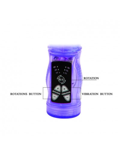 Фиолетовый вибратор-кролик с функцией ротации - 21,5 см.