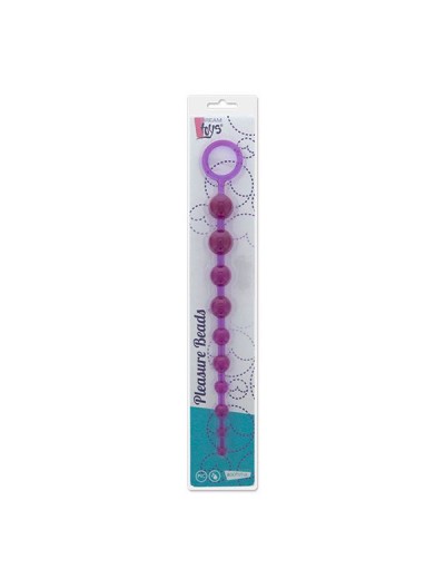 Фиолетовая анальная цепочка PLEASURE BEADS ANAL ROD - 32 см.