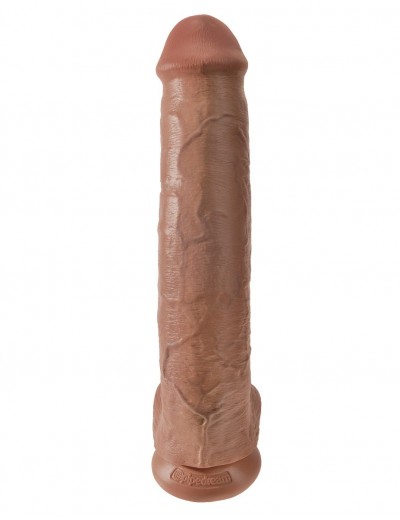 Кофейный фаллоимитатор-гигант 15  Cock with Balls - 40,6 см.