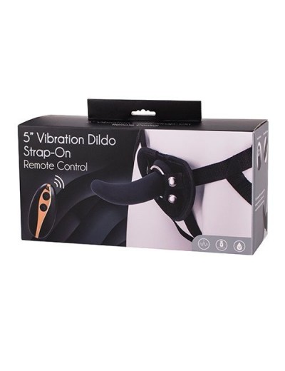 Черный поясной фаллоимитатор с вибрацией 5INCH VIBRATION DILDO STRAP-ON - 12,5 см.