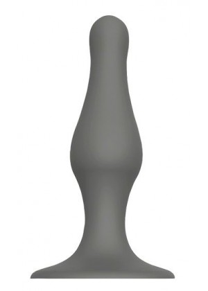 Серый удлиненный анальный стимулятор PLUG WITH SUCTION CUP - 15,6 см.