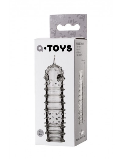 Прозрачная насадка на пенис TOYFA A-Toys с ребрами и точками - 15,3 см.