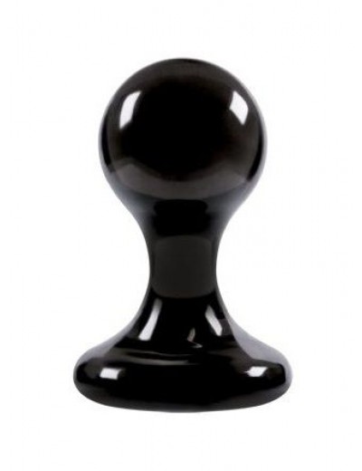 Чёрная анальная пробка среднего размера Luna Balls на присоске - 8,5 см.