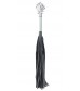 Черная плеть из кожи Gray с серебристой ручкой - 64 см.