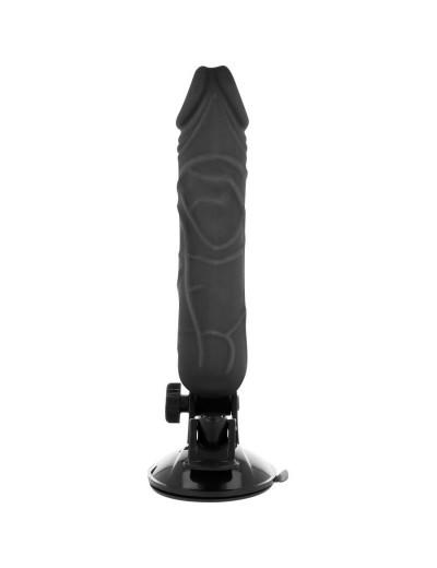 Черный вибратор на мощной присоске Basecock Realistic Vibrator - 20 см.