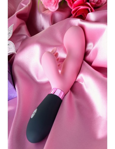 Розовый вибромассажер Ornella с клиторальным стимулятором - 21,5 см.
