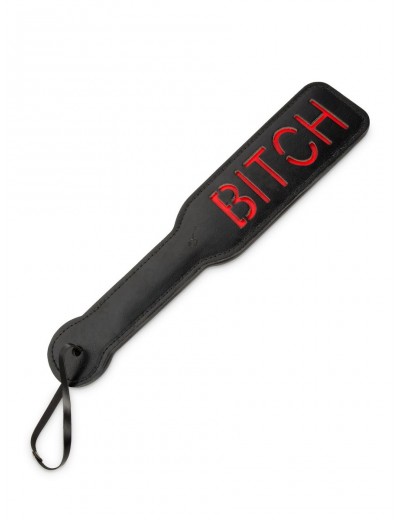 Черная шлёпалка с надписью Bitch - 31,5 см.