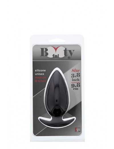 Чёрная анальная пробка BOOTYFUL ANAL PLUG MEDIUM BLACK - 9,8 см.