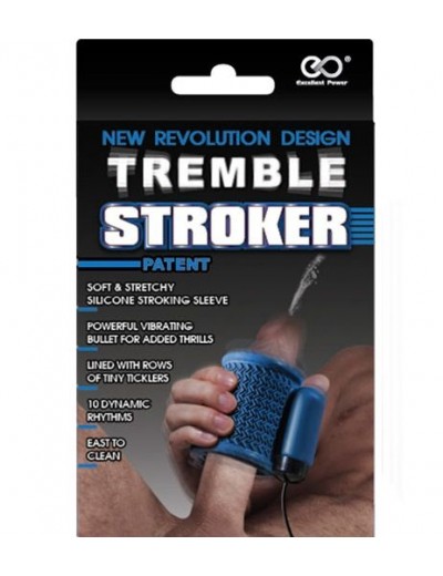 Синий вибромастурбатор TREMBLE STROKER