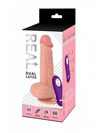 Телесный реалистичный вибратор REAL Dual Layer - 20 см.