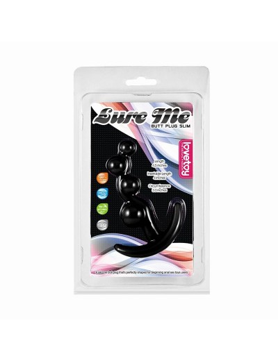 Черная анальная цепочка LURE ME Silicone Anal Toy - 10,5 см.